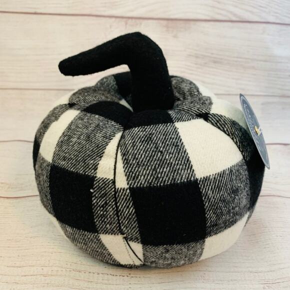 Buffalo Plaid Pumpkin Plush Stuffed Decor Halloween Thanksgiving Fall 7 2/2"H - Picture 1 of 9